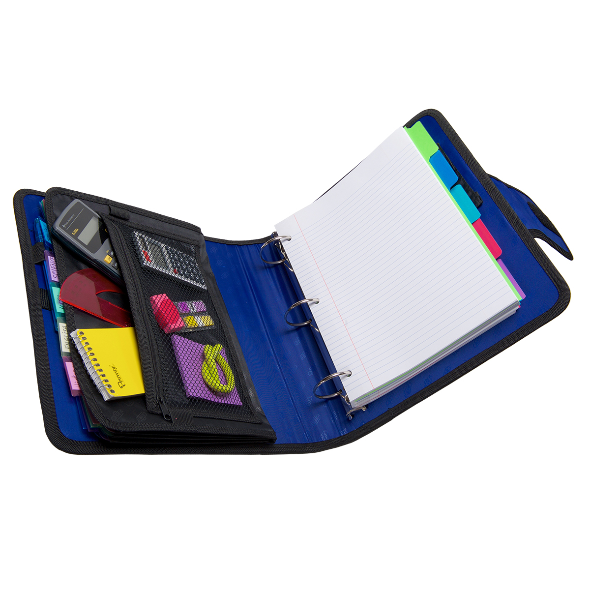 Case-it The Open Tab Velcro Opening Binder - 2 Inch O-Rings - 5 Color Tab  Expanding File Folder - Multiple Pockets - 400 Sheet Capacity - Blue  S-826-A : : Office Products