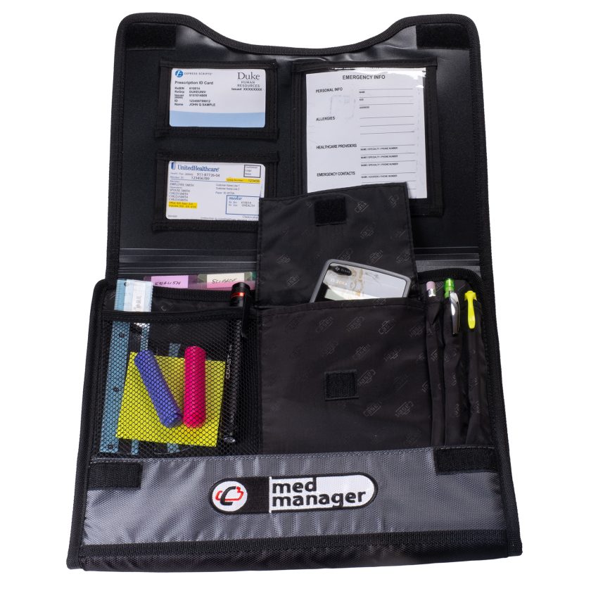 Large Insulated Medical Binder with Pill Organizer and 6-Pocket Folder