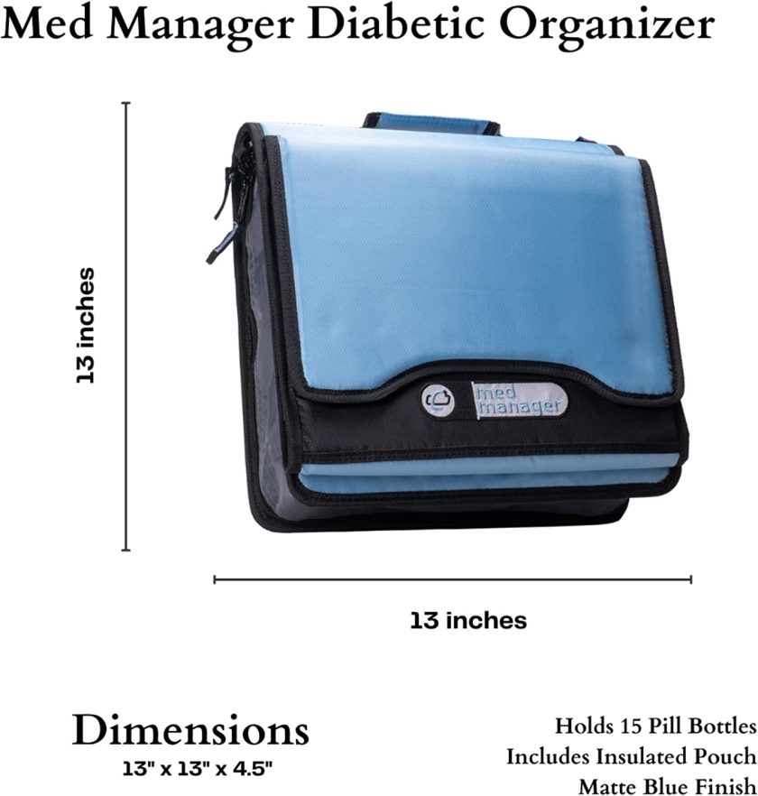 Large Insulated Medical Binder with Pill Organizer and 6-Pocket Folder