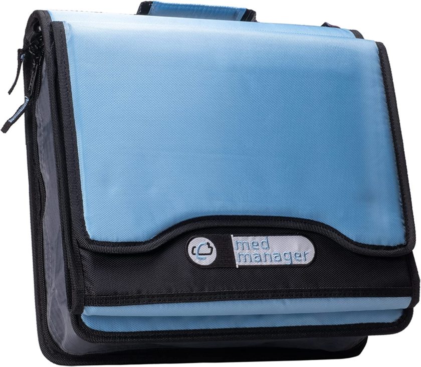 Large Insulated Medical Binder with Pill Organizer and 6-Pocket Folder
