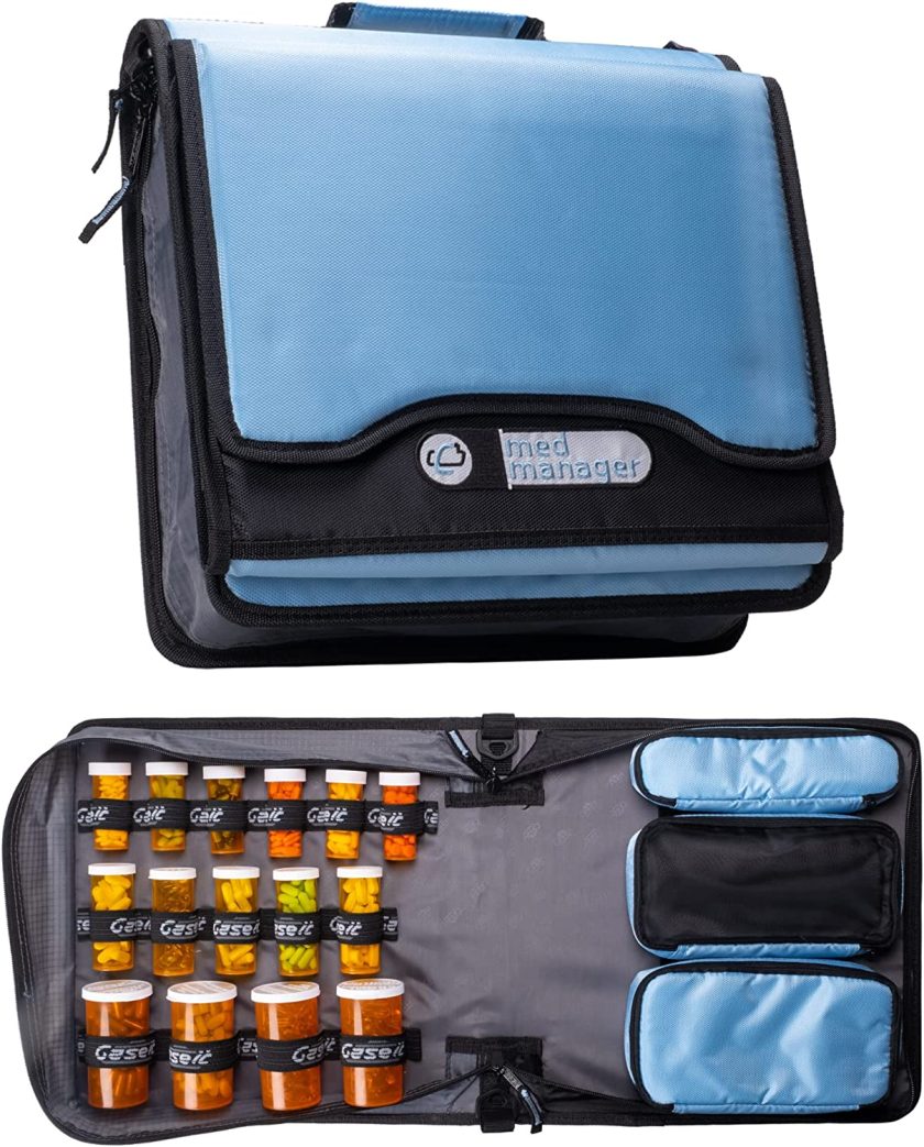 Large Insulated Medical Binder with Pill Organizer and 6-Pocket Folder