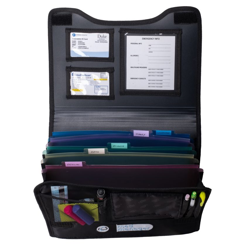 Large Insulated Medical Binder with Pill Organizer and 6-Pocket Folder