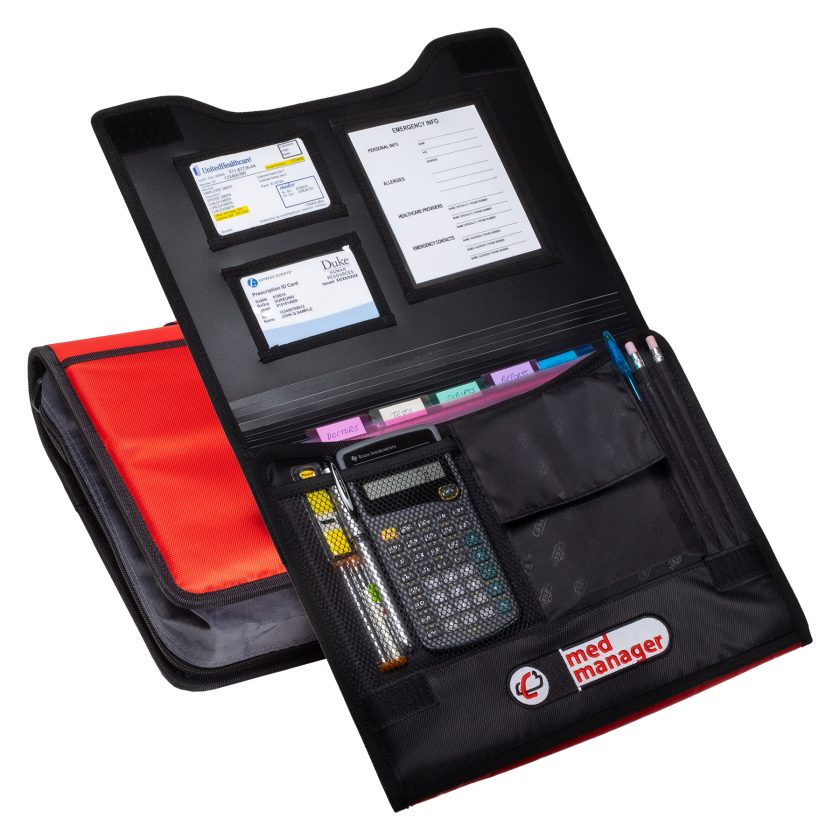 Large Insulated Medical Binder with Pill Organizer and 6-Pocket Folder