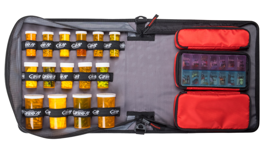Large Insulated Medical Binder with Pill Organizer and 6-Pocket Folder