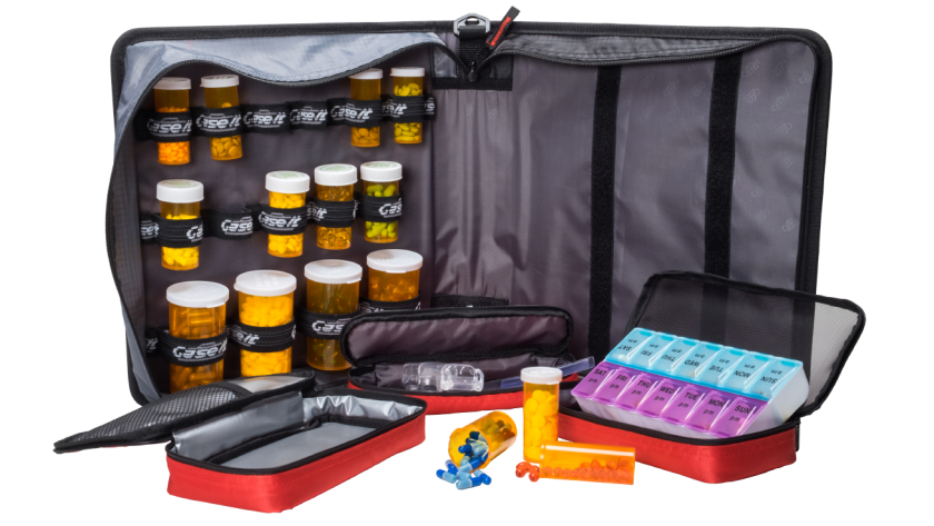 Large Insulated Medical Binder with Pill Organizer and 6-Pocket Folder