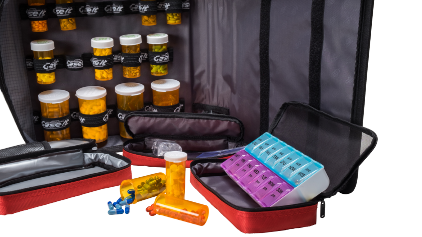 Large Insulated Medical Binder with Pill Organizer and 6-Pocket Folder