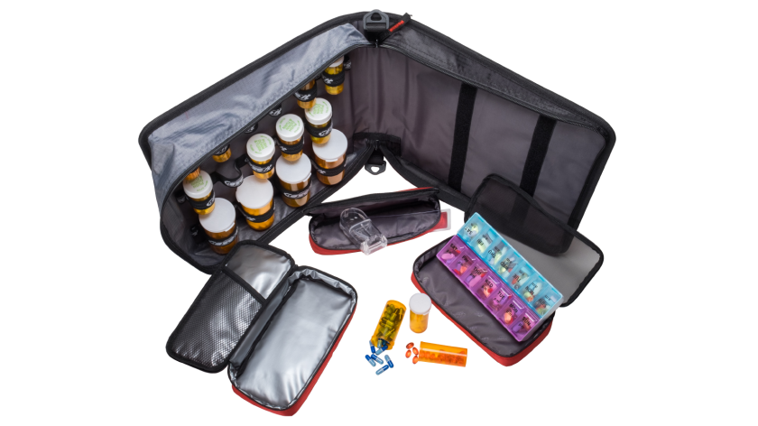 Large Insulated Medical Binder with Pill Organizer and 6-Pocket Folder