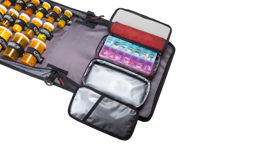 Large Insulated Medical Binder with Pill Organizer and 6-Pocket Folder