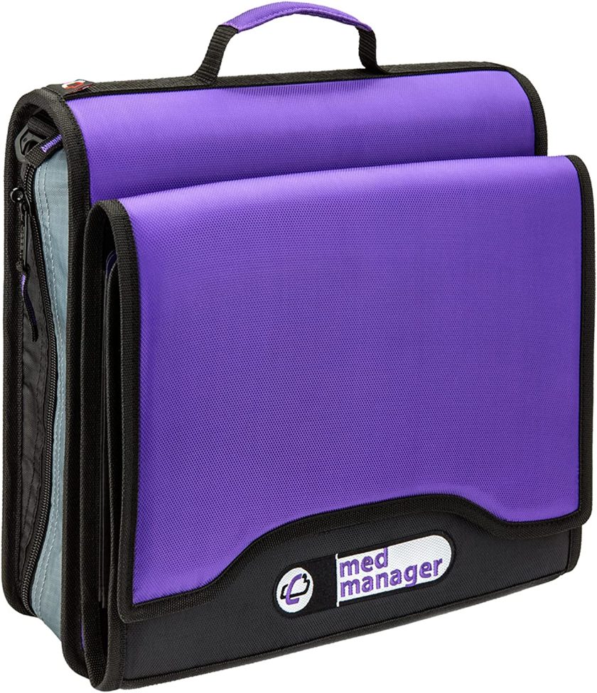 Large Insulated Medical Binder with Pill Organizer and 6-Pocket Folder